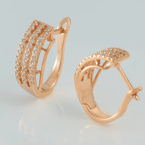 Золотые серьги с фианитами. Г111305