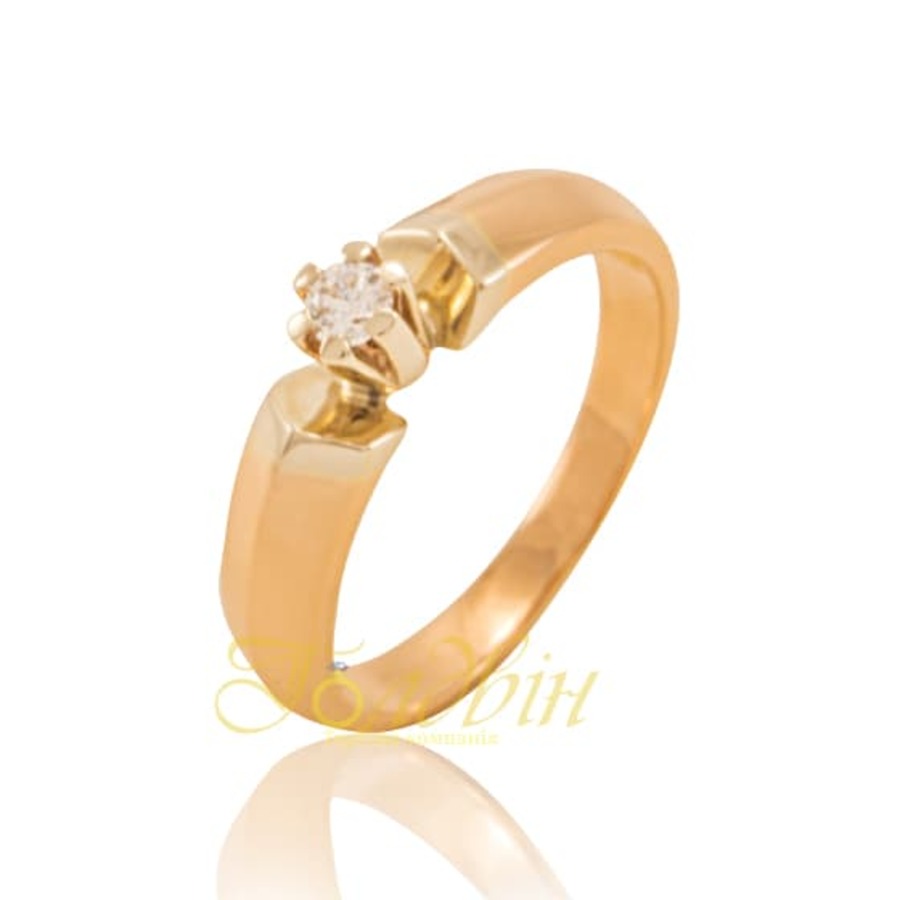 Золотое кольцо с фианитами помолвочное К1390