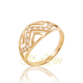 Золотое кольцо с фианитами. К10209