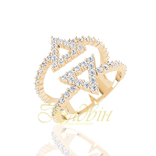 Золотое кольцо с фианитами.  Г10435