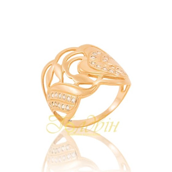 Золотое кольцо с фианитами. К1495