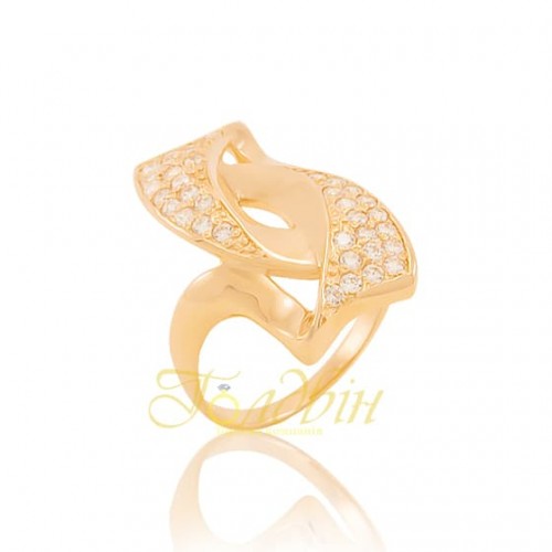 Золотое кольцо с фианитами. К1239