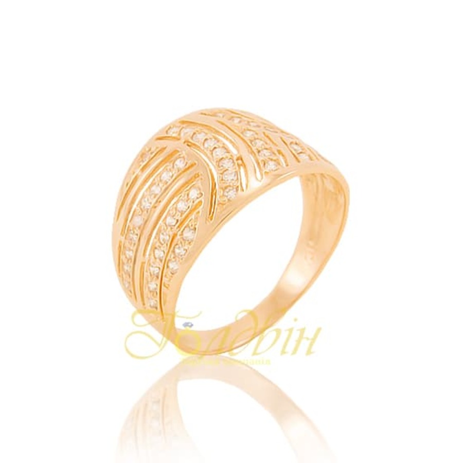 Золотое кольцо с фианитами. К1668