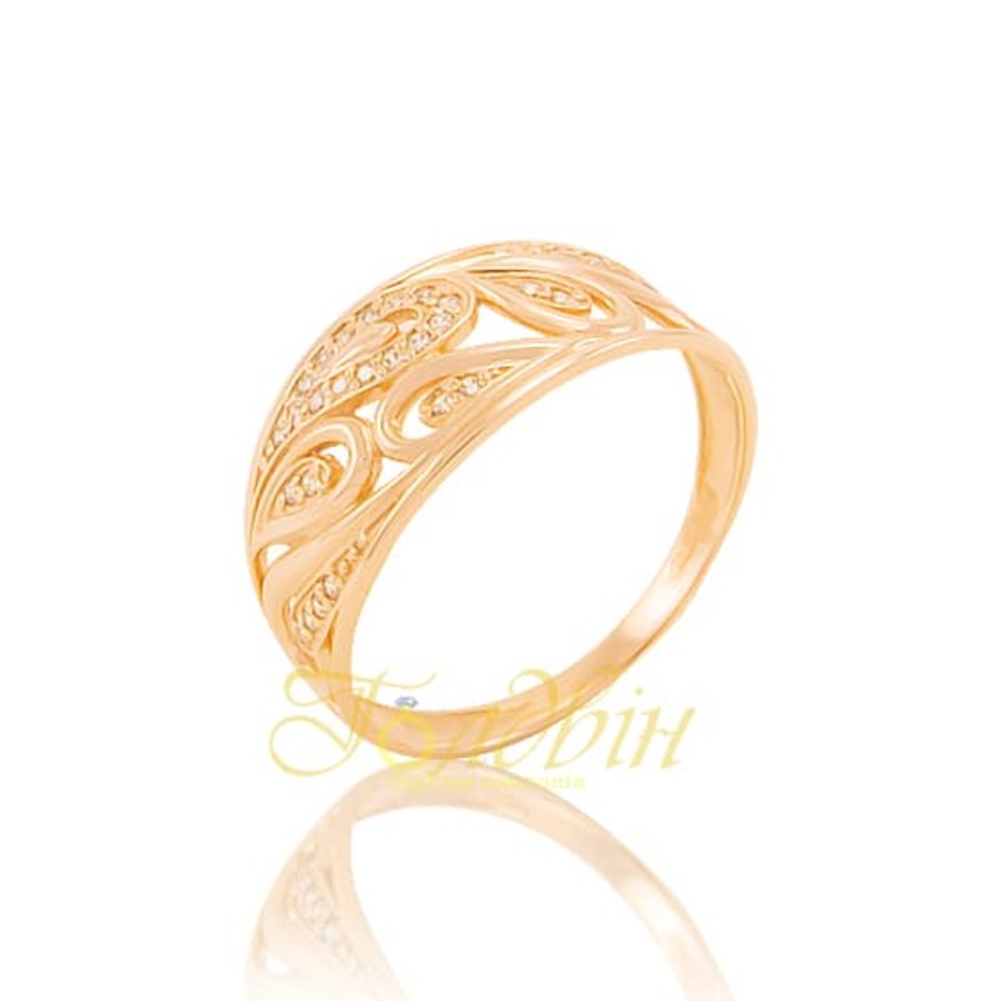 Золотое кольцо с фианитами. К1689