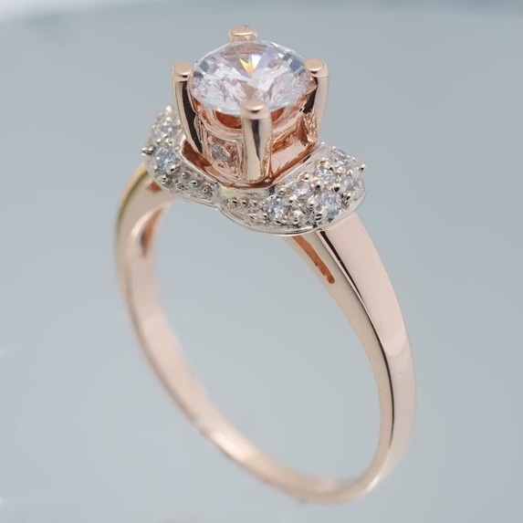 Золотое кольцо с фианитами помолвочное К6843