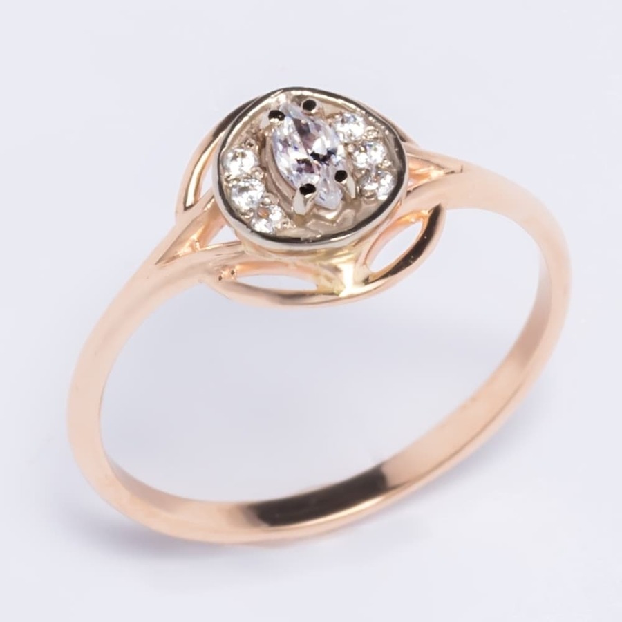 Золотое кольцо с фианитами помолвочное ГП10415