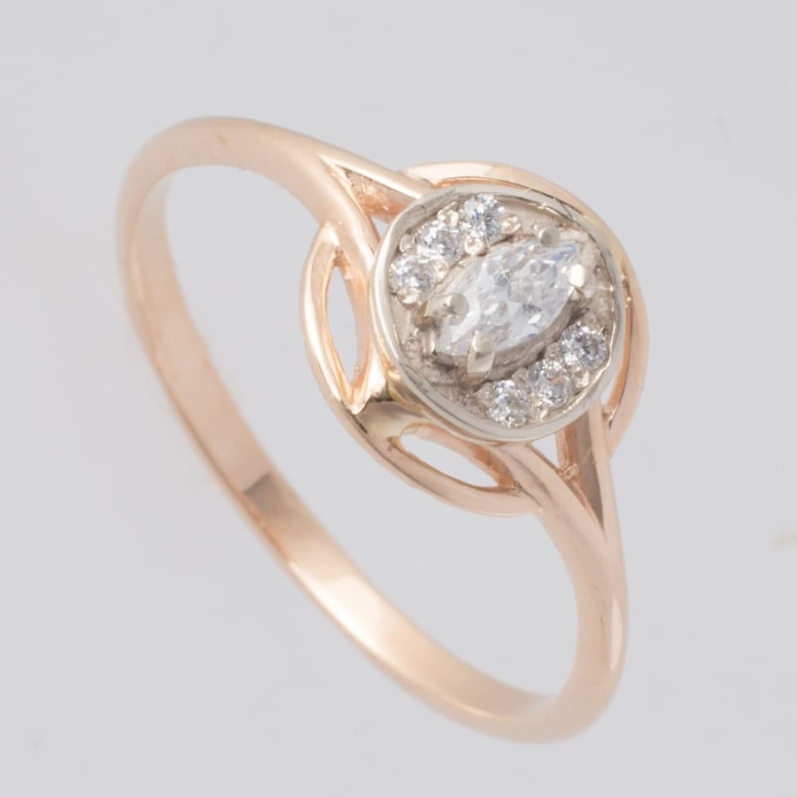 Золотое кольцо с фианитами помолвочное ГП10415