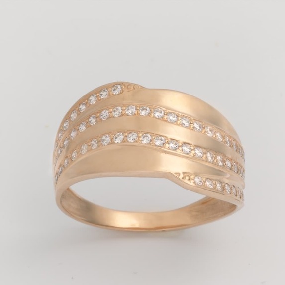Золотое кольцо с фианитами. К1729