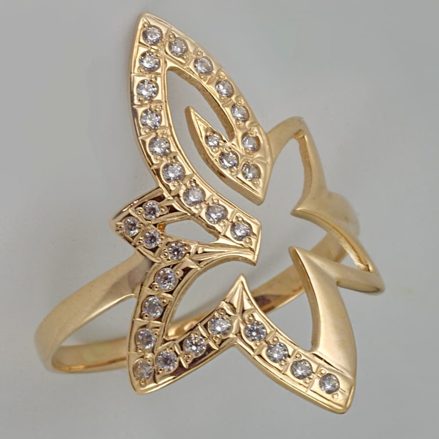 Золотое кольцо Цветок с фианитами К1220