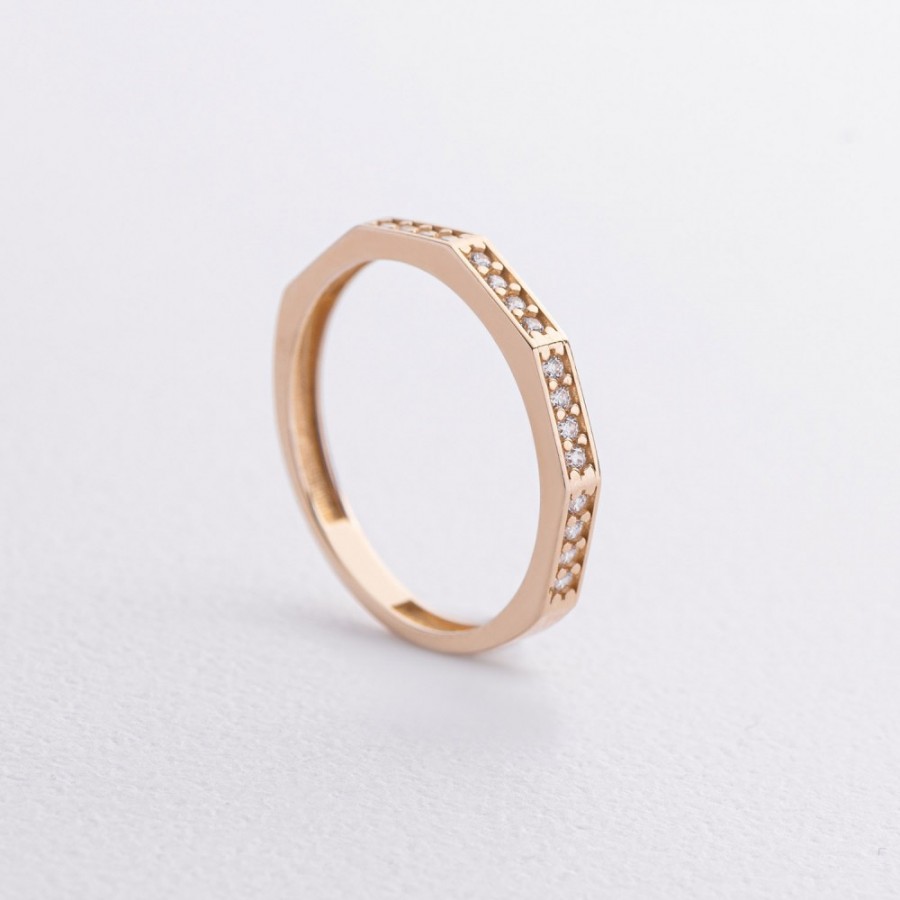 Каблучка "Далія" у жовтому золоті (фіаніти) к08054