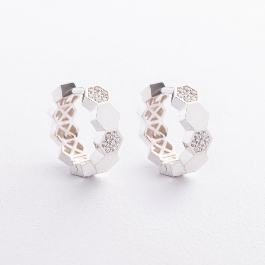 Срібні сережки - кільця "Міранда" (фіаніти) 123517