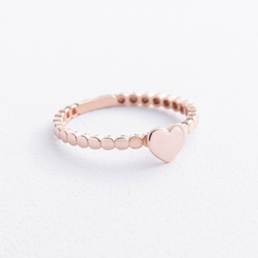 Кольцо "Сердечко" в красном золоте к08484