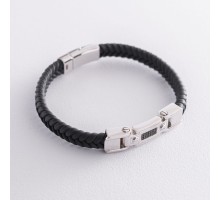 Каучуковий браслет з білого золота з фіанітами б03995