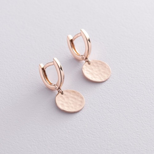 Серьги "Солнечные зайчики" в красном золоте с06749