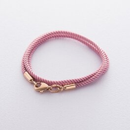 Шелковый розовый шнурок с гладкой золотой застежкой (2мм) кол00932