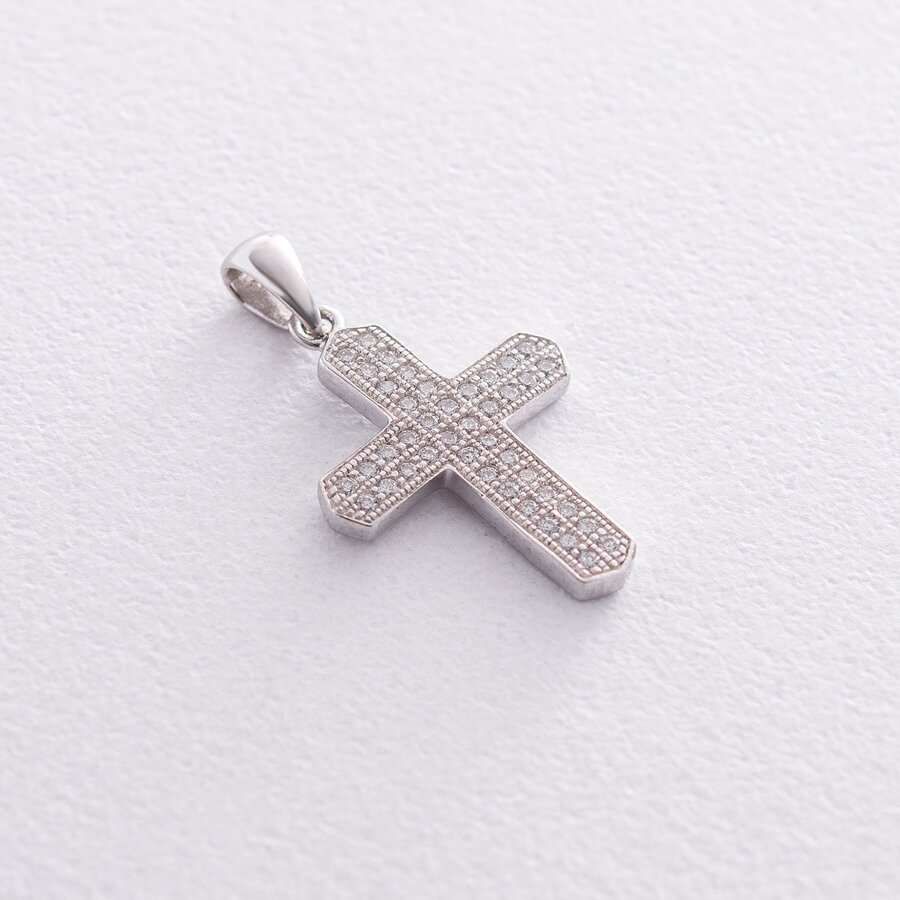 Срібний хрестик з фіанітами 132016