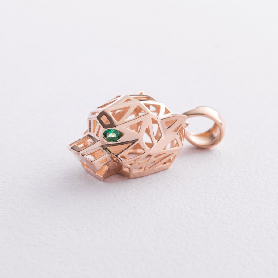 Підвіска "Пантера" у червоному золоті (фіаніти) п03835