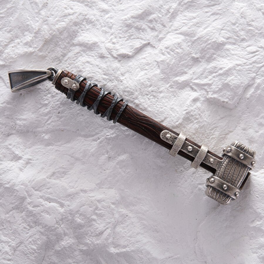 Срібний кулон "Молот вікінга" з ебеном 1116п