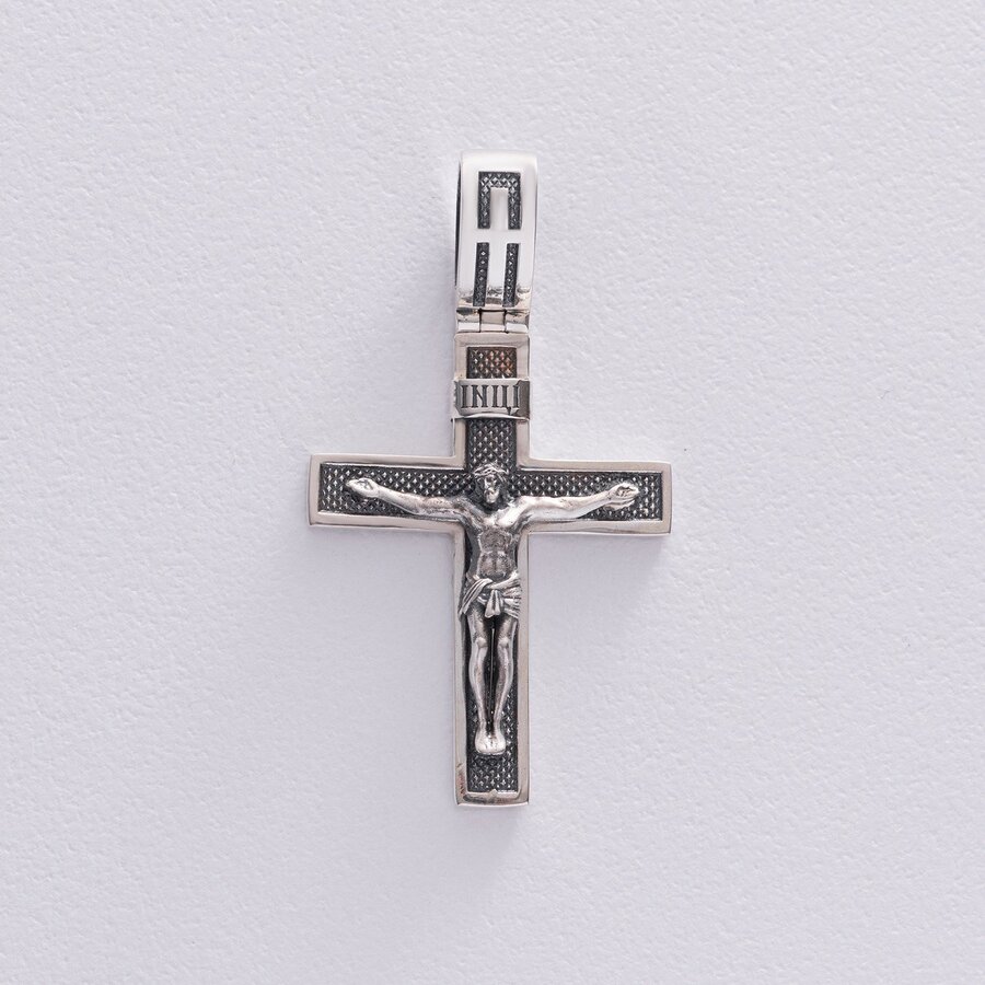 Срібний хрест "Розп'яття. Спаси і Збережи" 1174
