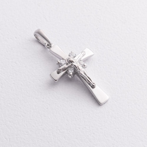 Хрестик в білому золоті (фіаніти) п01817