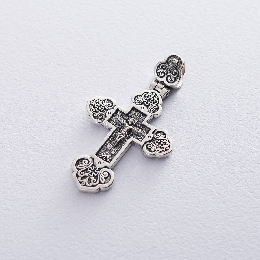 Серебряный православный крест (чернение) 132711