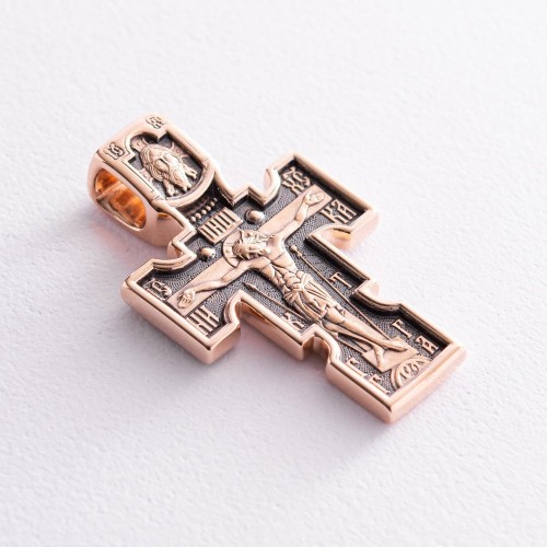 Православный крест с чернением "Архангел Михаил. Казанская икона Божией Матери" п01837