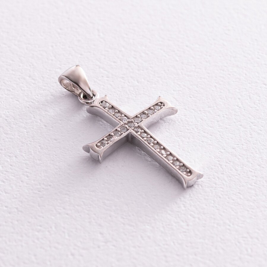 Срібний хрестик з фіанітами 132018