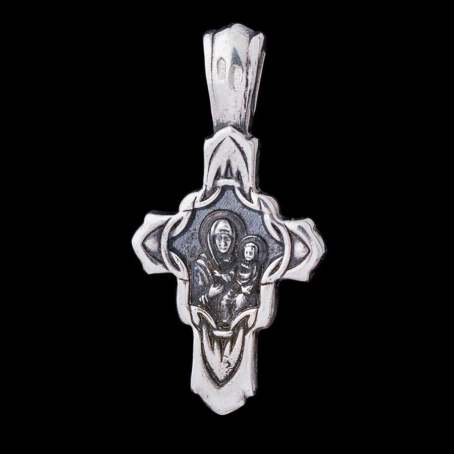 Срібний православний хрестик з розп'яттям 13843