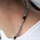 Мужская серебряная цепочка "Медведи" с эбеновым деревом 1252