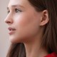 Сережки - пусети "Бджілки" у червоному золоті (фіаніти) с08579