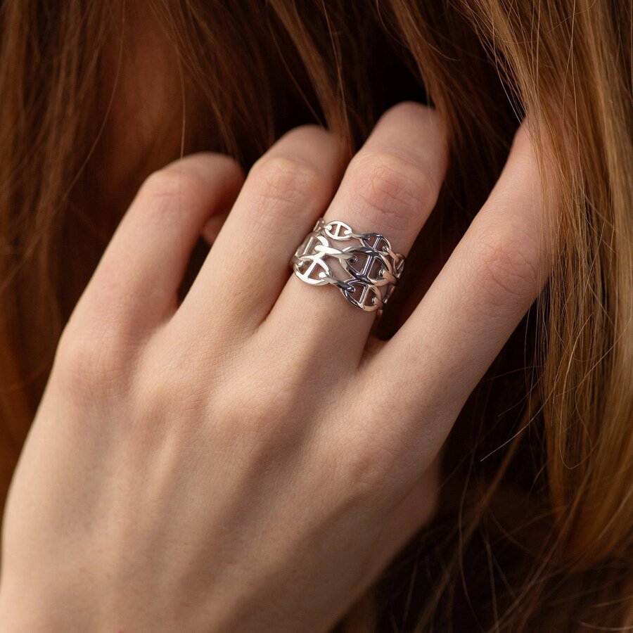 Широкое серебряное кольцо "Helen" 7217