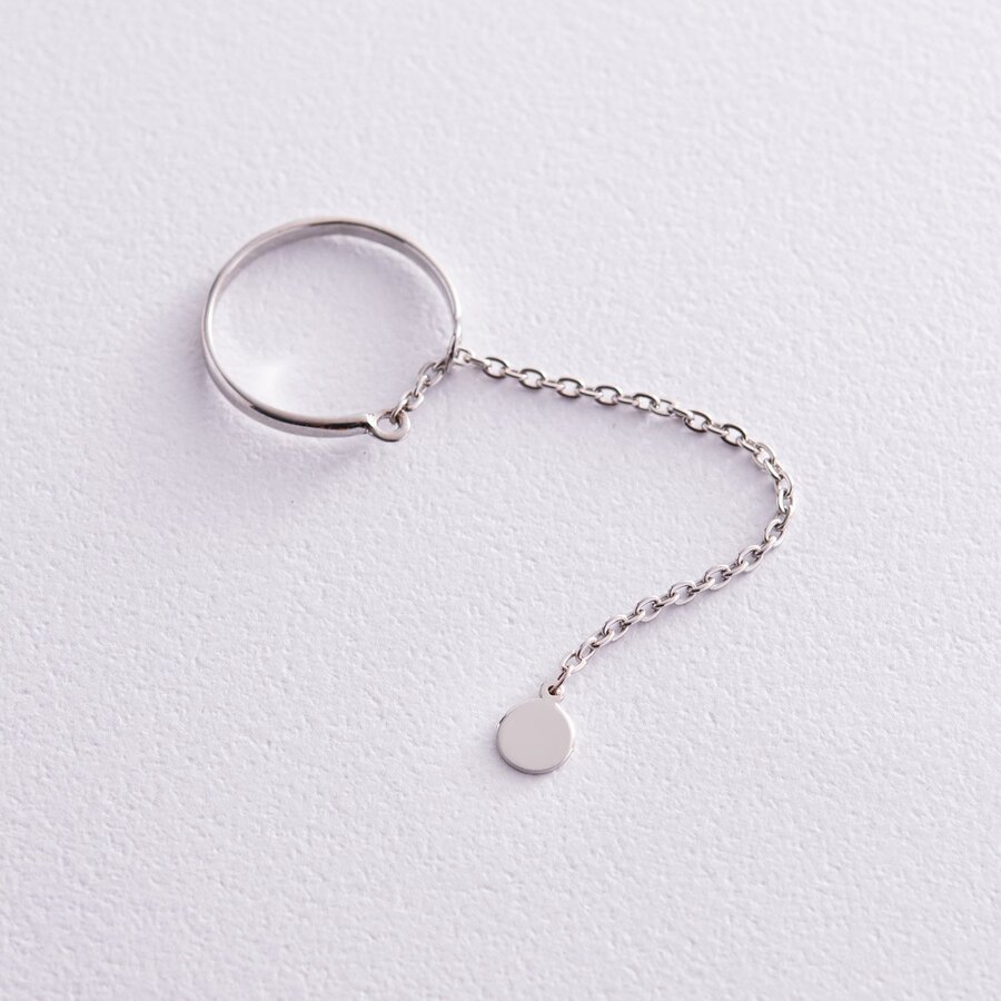 Серебряное кольцо "Монетка на цепочке" 901-01391