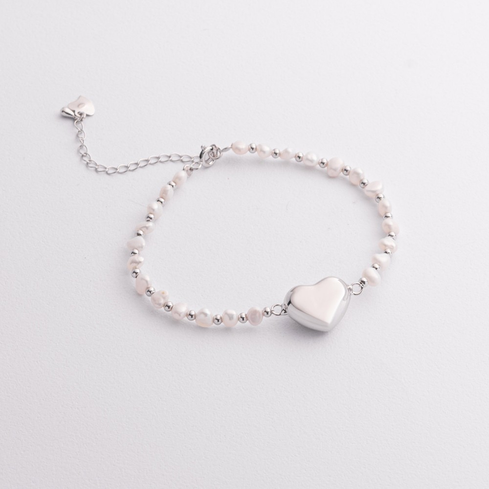 Срібний браслет "Сердечко" (перли) 141868 Срібний браслет "Сердечко" (перли) 141868
