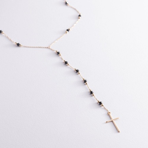 Золотое колье с крестиком (фианит) кол01940