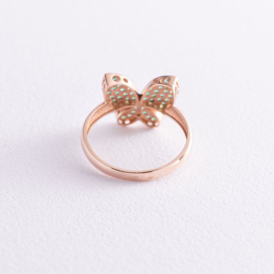 Золотое кольцо "Бабочка" с фианитами к05656