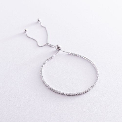 Срібний браслет "Витончений" з білими фіанітами 141494