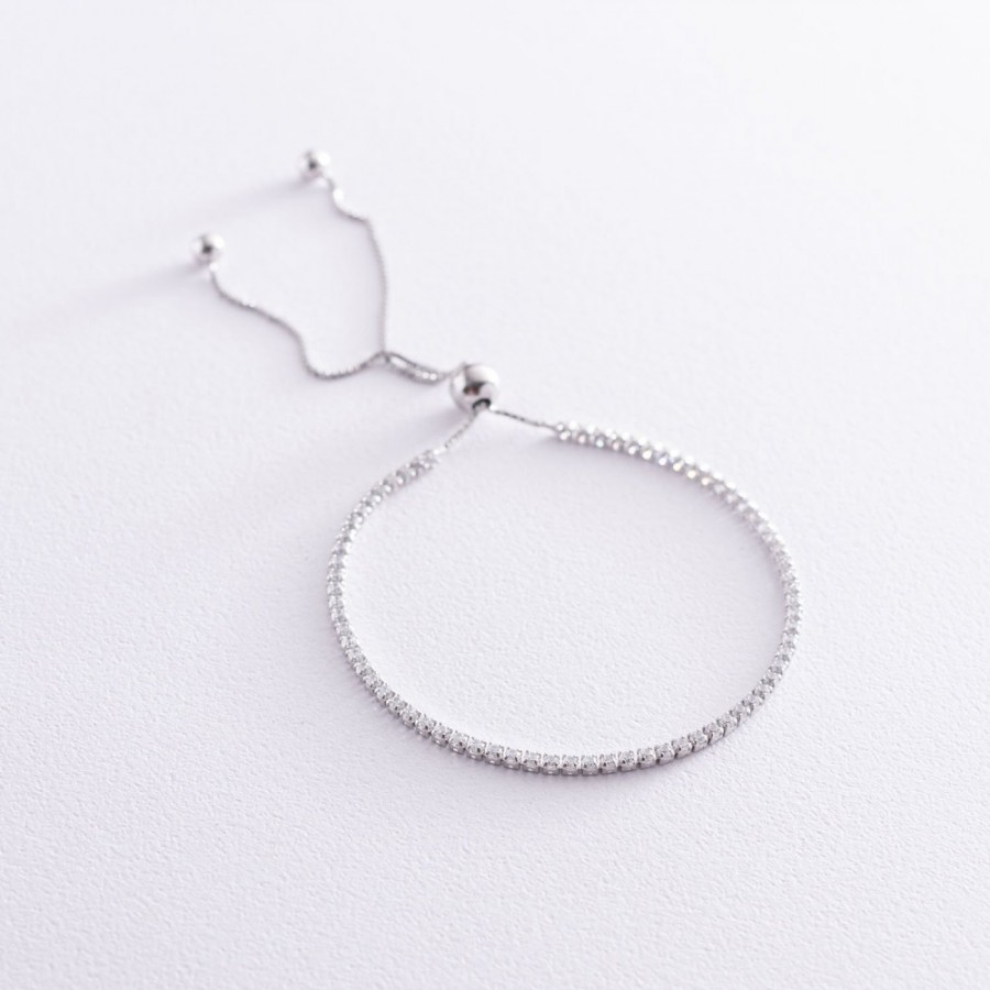 Серебряный браслет "Утонченный" с белыми фианитами 141494