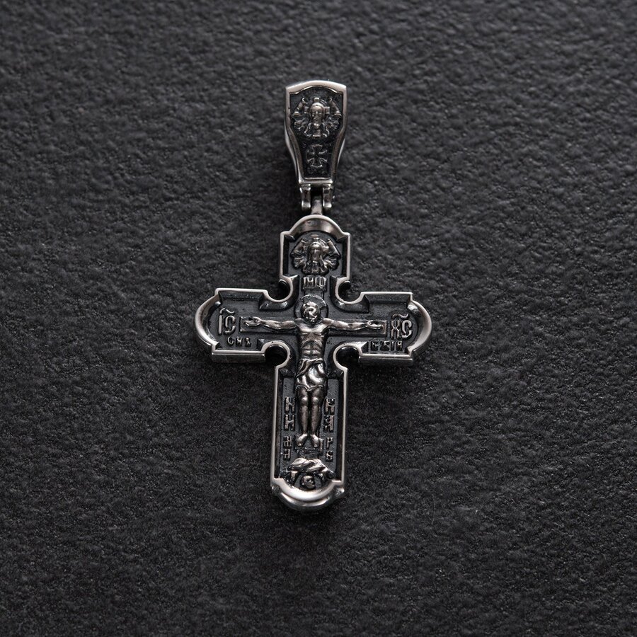 Серебряный крест с распятием (чернение) 132565