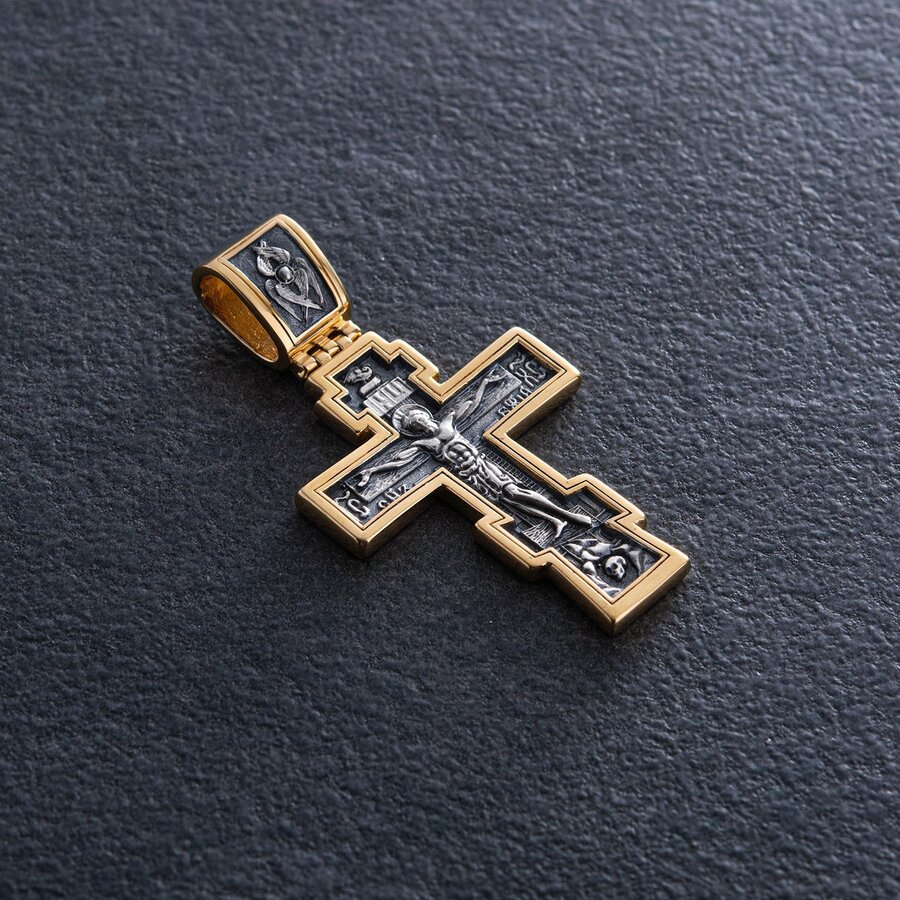 Серебряный крест "Распятие Христово. Молитва" 133053