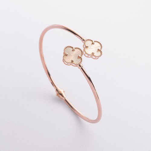 Жорсткий браслет "Конюшина" в червоному золоті б05590