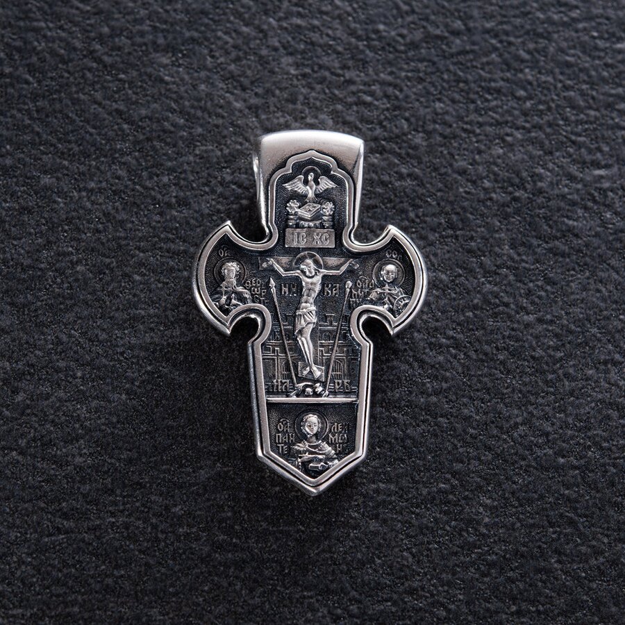Крестик из серебра (чернение) "Распятие. Архангел Михаил" 13353
