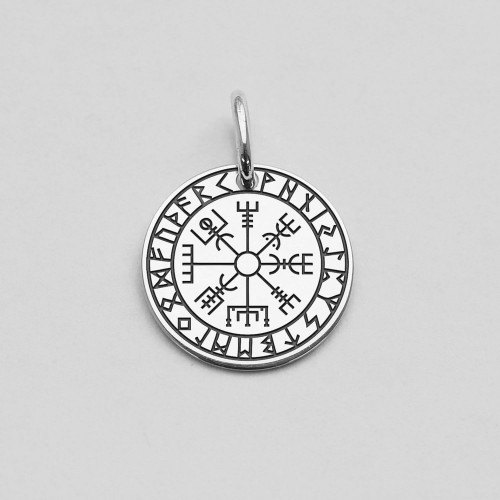 Срібний кулон "Вегвізир із рунами" 132722вег