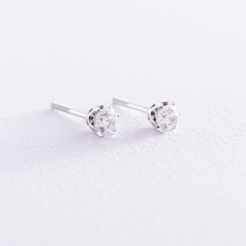 Золотые серьги-пусеты с фианитами (0.5 см) с07016