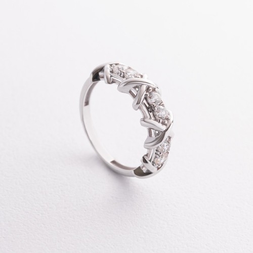 Каблучка "Rosie" з фіанітами (біле золото) к08315