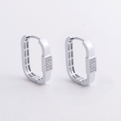 Серьги "Marta" с фианитами (белое золото) с09584