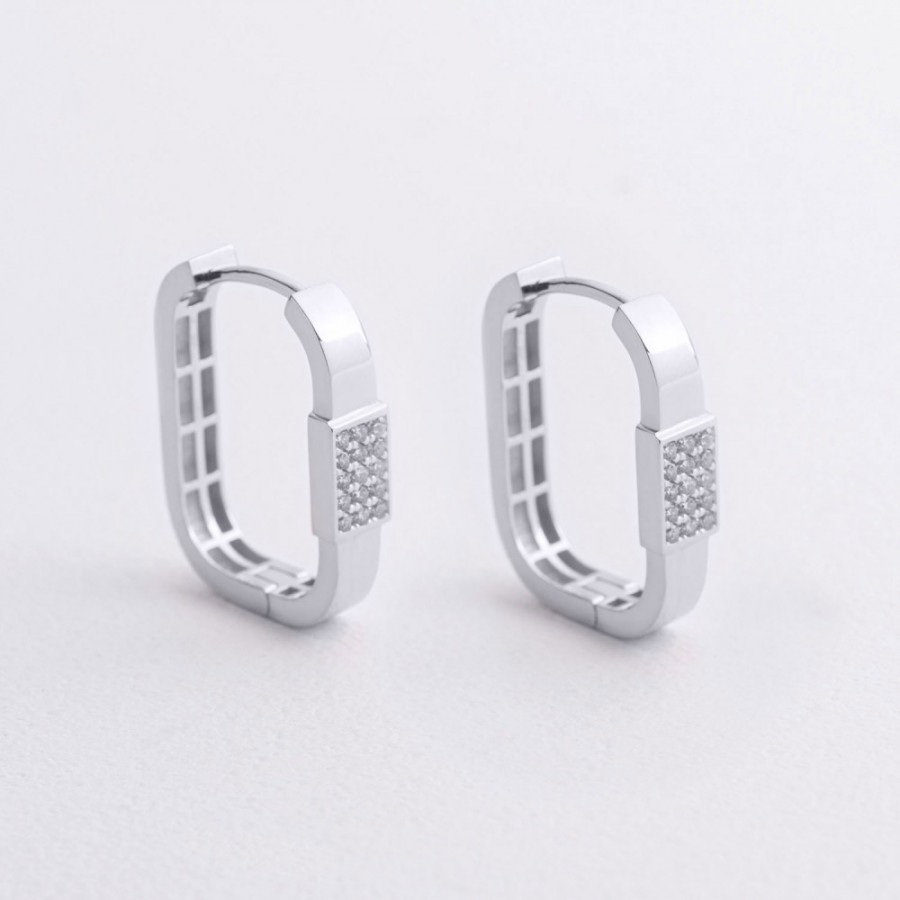 Сережки "Marta" з фіанітами (біле золото) с09584