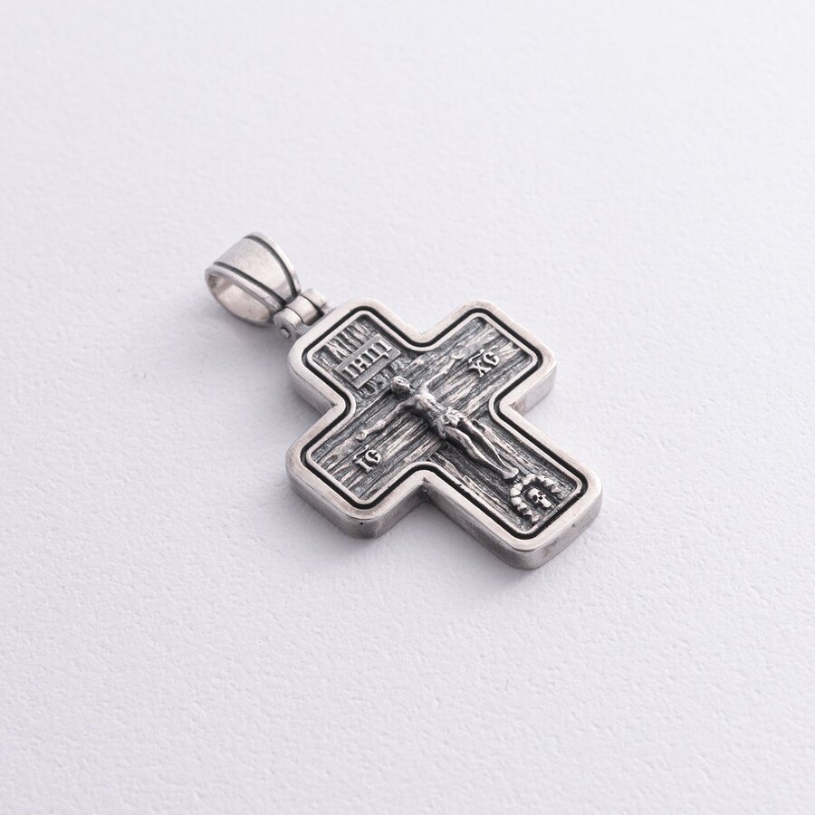 Православный серебряный крест "Распятие. Спаси и Сохрани" (на укр. языке) 133308