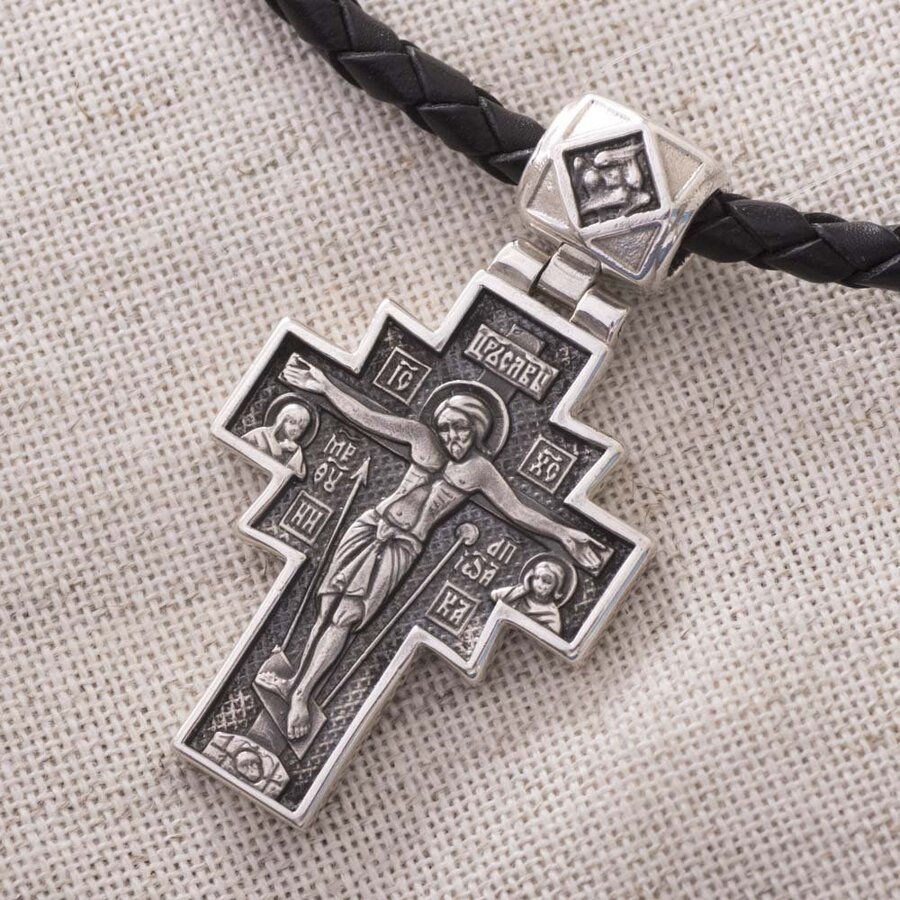 Серебряный православный крест с чернением 132488