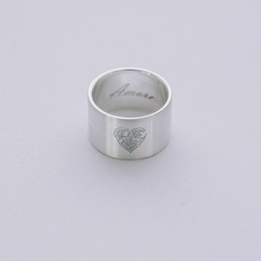 Срібний перстень з гравіруванням "Хвилі" 112143л