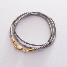 Шелковый шнурок с серебряной застежкой (позолота) 18696